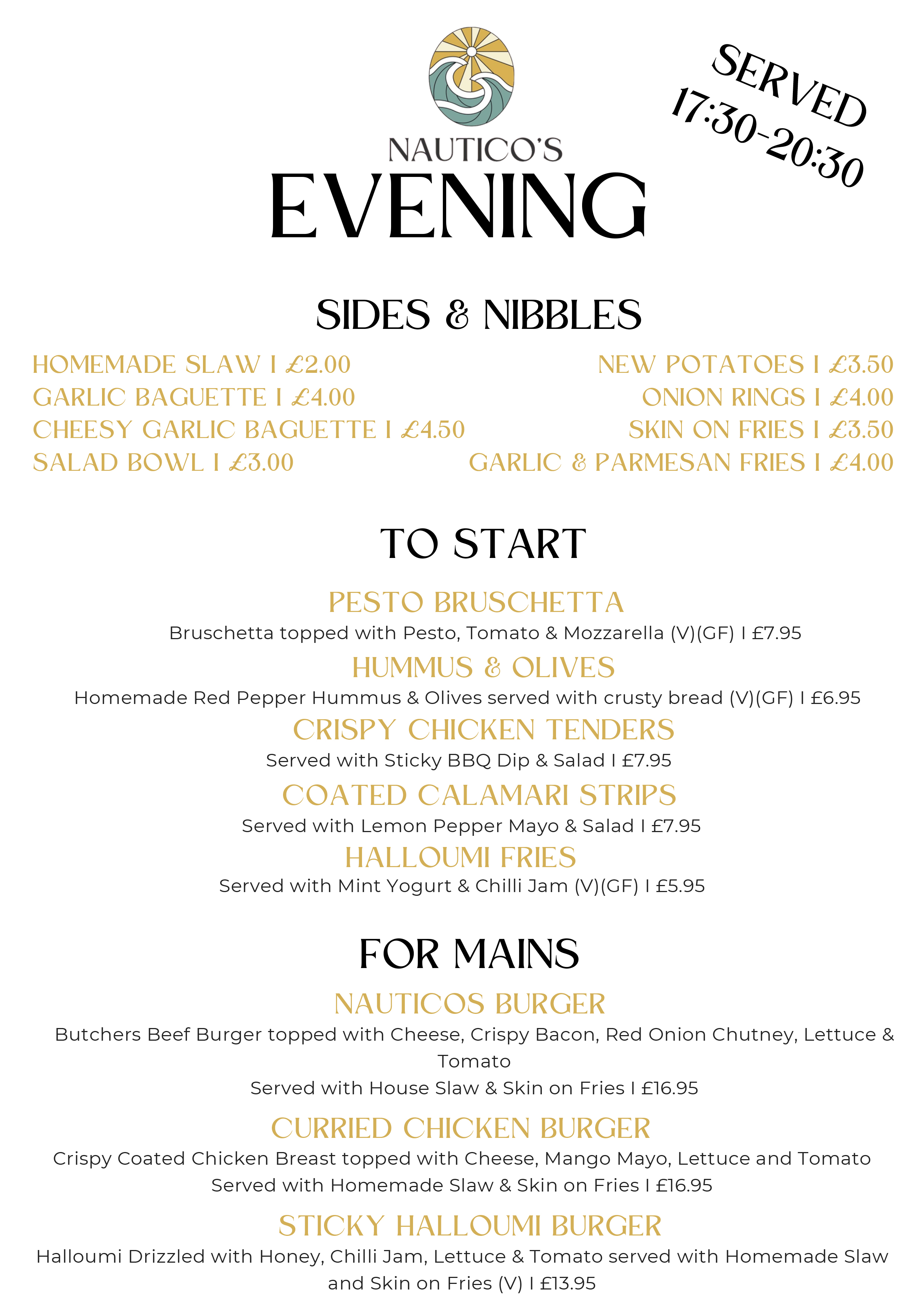 Evening Menu - Page 1